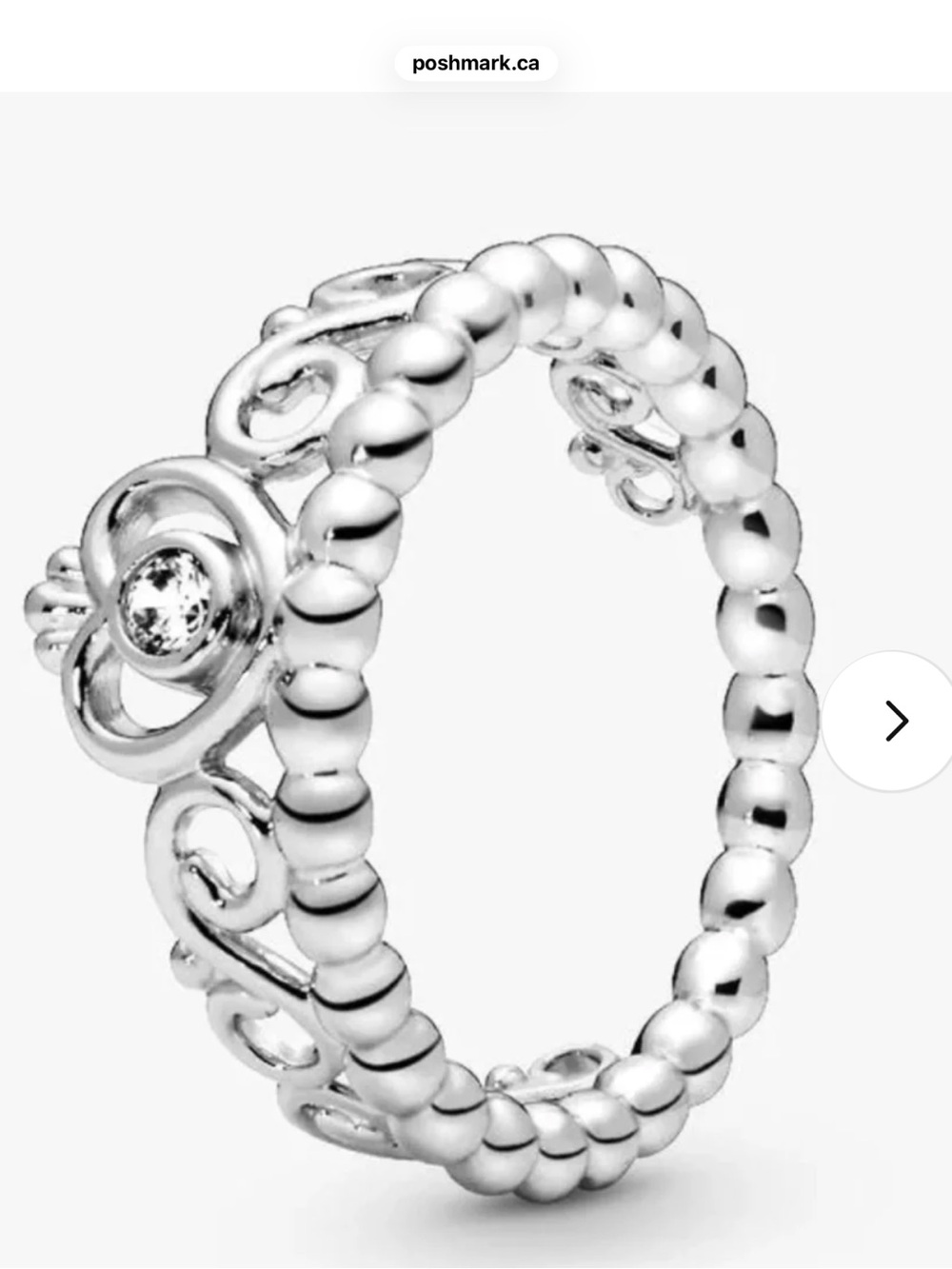 Pandora Silver Beaded Floral Ring with Clear Stone